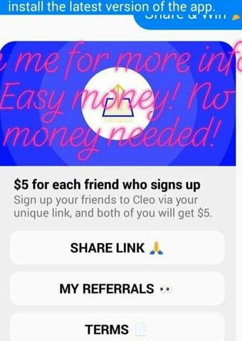 I'm crushing the money game with Cleo. She's smarter, faster and way more fun than my bank 

Join me for free and set up wallet/Link account and you get $5 once completed!
- https://www.meetcleo.com/referrals?code=cleo-X4lOm

#money #free #easy #fun